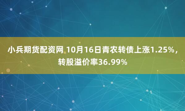 小兵期货配资网 10月16日青农转债上涨1.25%,转股溢价率36.99%