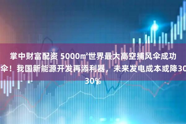 掌中财富配资 5000㎡世界最大高空捕风伞成功开伞！我国新能源开发再添利器，未来发电成本或降30%